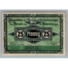 ALEMANIA 1917 BILLETE DEL CAMPO DE PRISIONEROS A CARGO DEL 3er CUERPO DE EJERCITO EN BEREICH, RARISIMO SIN CIRCULAR